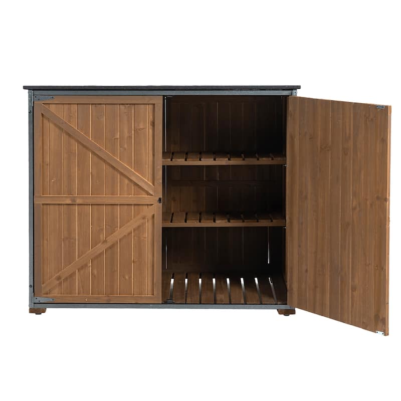 Outdoor Storage Cabinet 50.4"L X 26.8"W X 41"H, Garden Shed Tool Shed with Metal Frame Structure for Backyard Garden