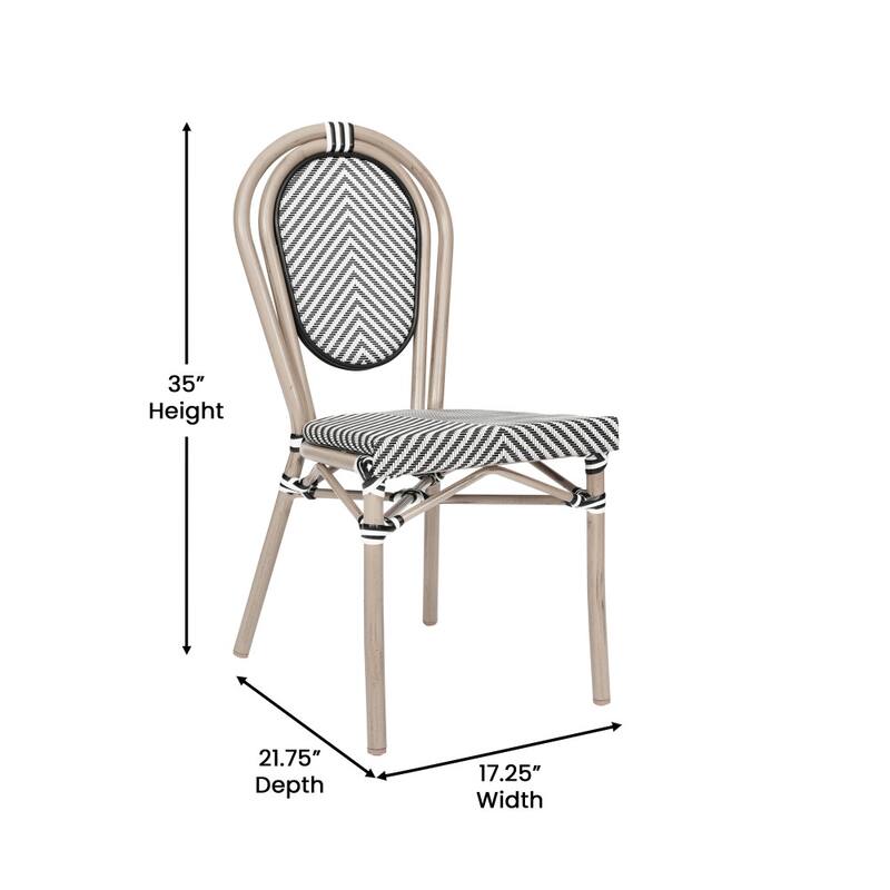 2 Pack All-Weather Commercial Paris Chairs with Metal Frames