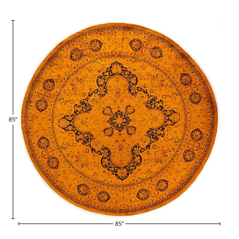 Fine Vibrance, One-of-a-Kind Hand-Knotted Area Rug - Gold, 7' 1" x 7' 1" - 7' 1" x 7' 1"