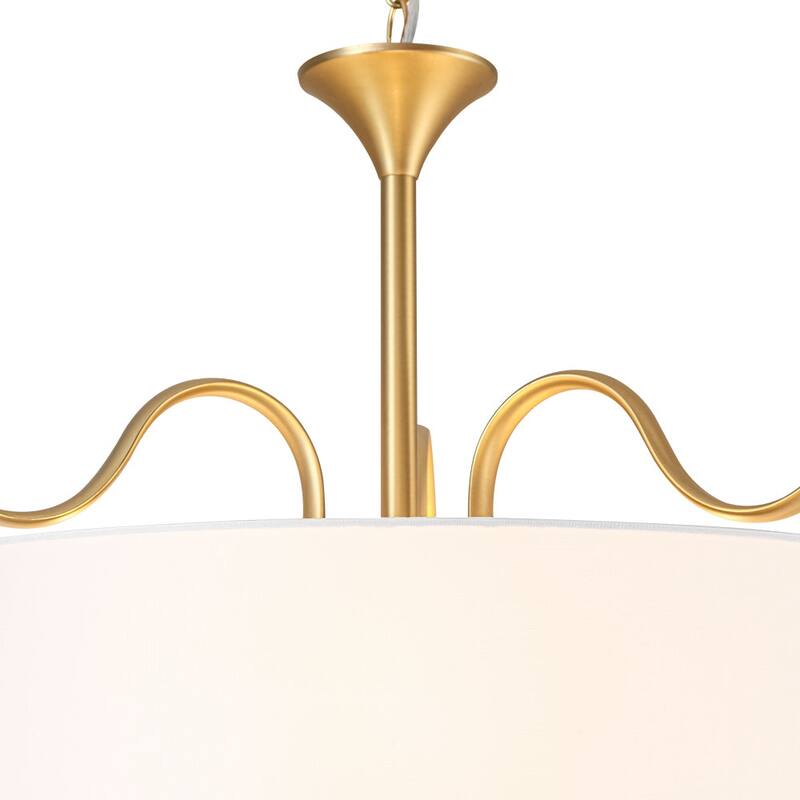 Versatile 3-Light Large Drum Fabric Lantern Semi Flush / Pendant Light