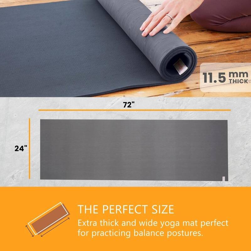 Sol Living Yoga Mat Natural Rubber Non Slip Extra Thick Exercise Mat for Yoga, Pilate, Mediation 24 -in x 72 -in