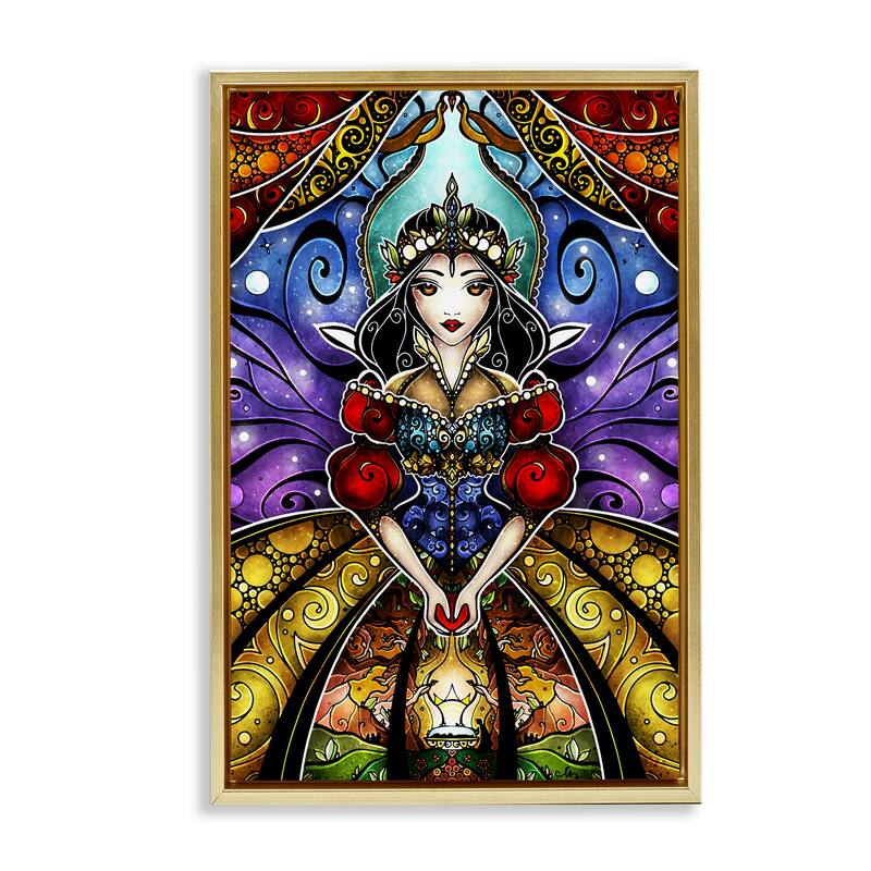 Stupell Nouveau Princess Portrait Framed Floater Canvas Wall Art Design By Mandie Manzano - 21 x 31 - Gold