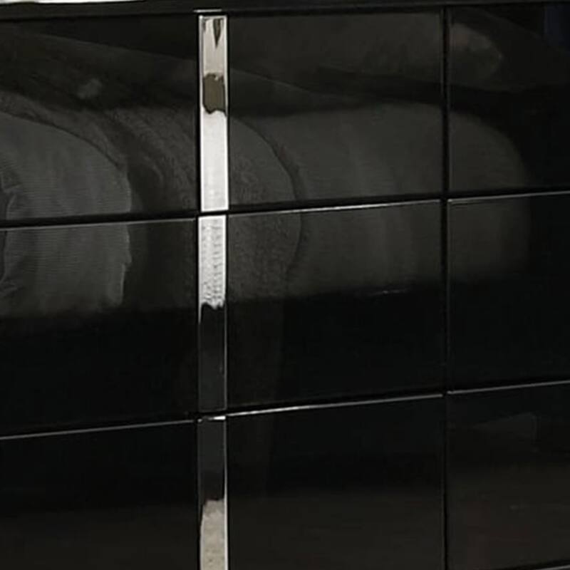 Suni Wide Dresser, Piano Black Wood with UV Finish, 6 Drawers