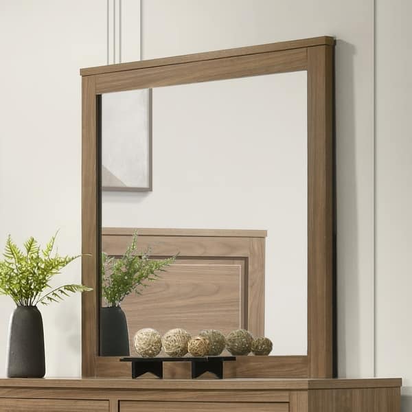 slide 2 of 4, Furniture of America Nyess Modern Chestnut Brown Rectangular Wall Mirror Chestnut Brown