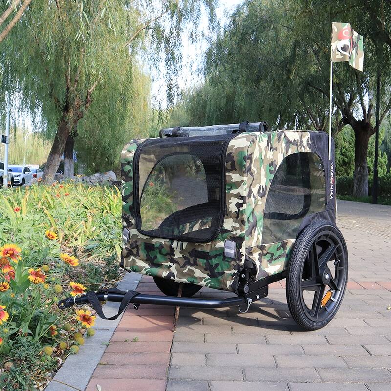 Camouflage Foldable Bicycle Trailer Bike Trailer For Camping Pet Dog Cat Luggage Carry