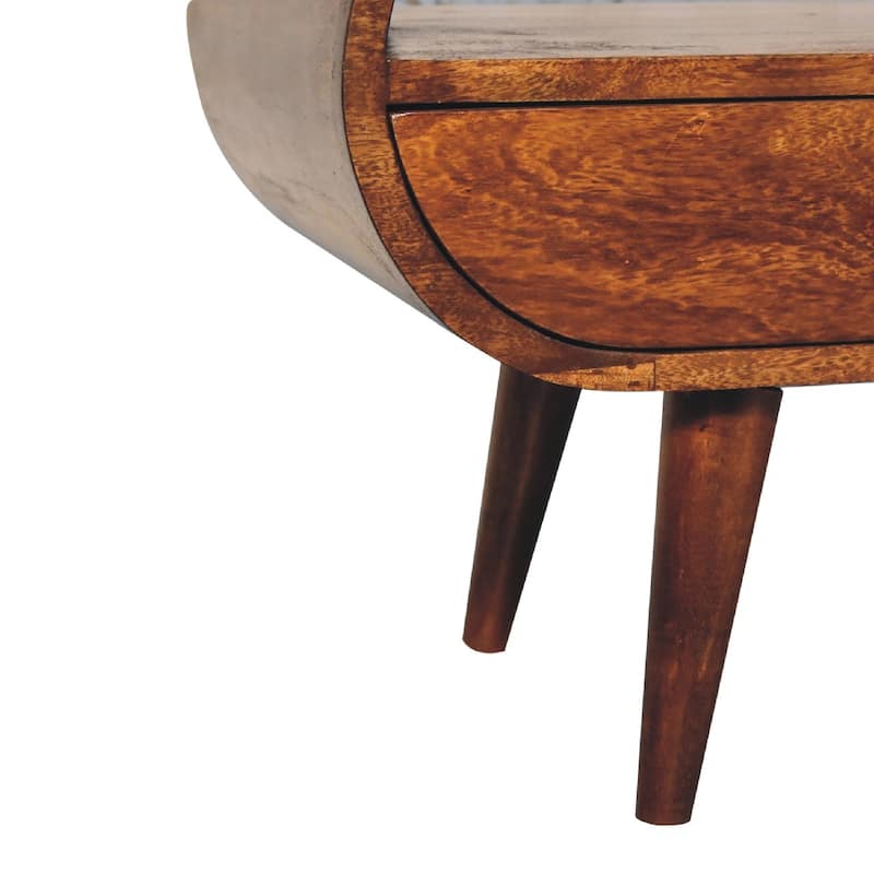 Artisan Furniture Solid Wood Chestnut Circular TV Stand, 1 Shelf and 1 Drawer