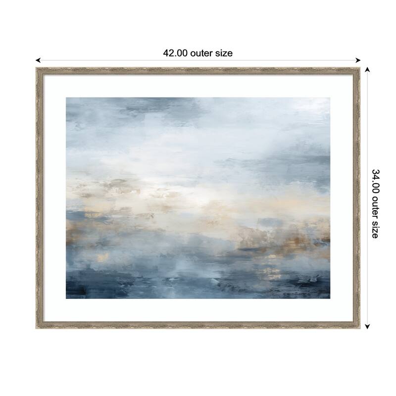 Kate and Laurel Framed Art Tonal Abstract Oceanic Nautical Serenity Blue Horizontal by The Creative Bunch Studio