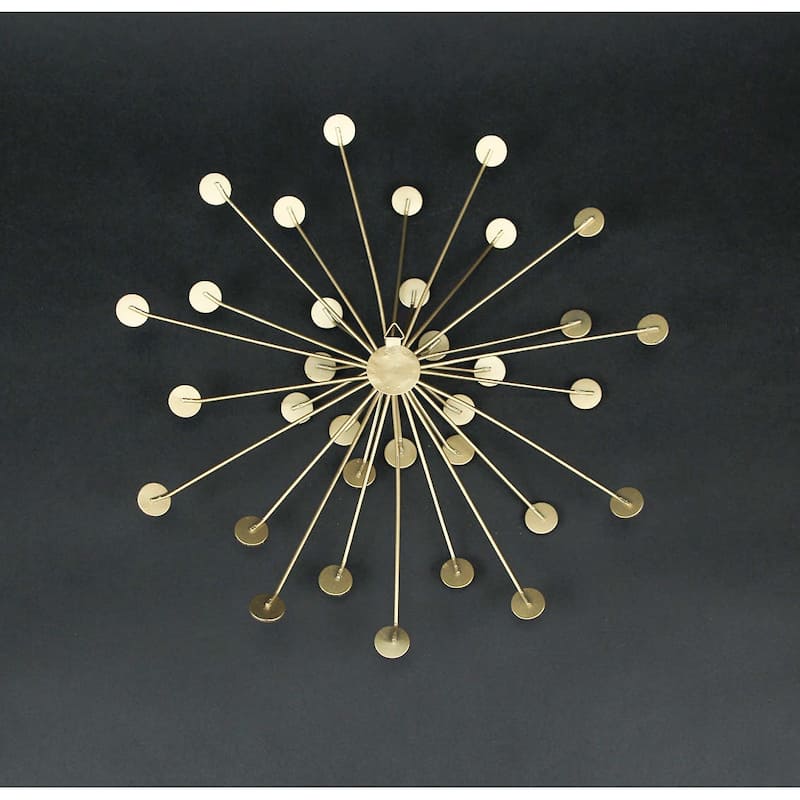 Jeweled Metal Sunburst Wall Mounted Hanging Sculpture Set Of 3