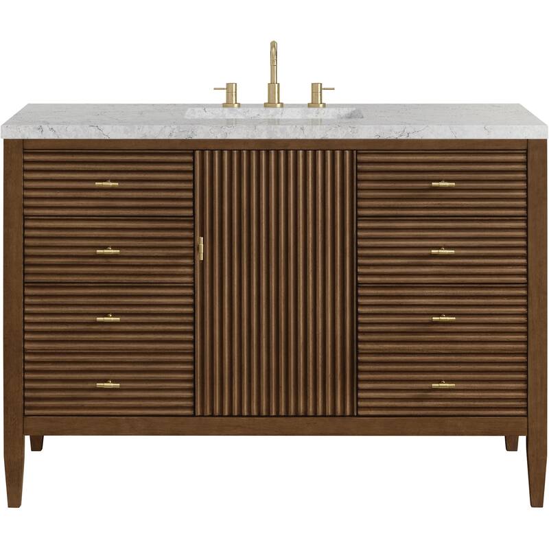 James Martin Vanities 485-V48-FEJP Myrrin 48" Free Standing Single - Mid-Century Walnut - Walnut Finish