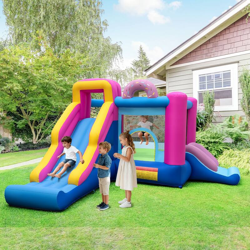 Gymax Inflatable Bounce House w/Slides Jumping Area Climbing Wall 750W
