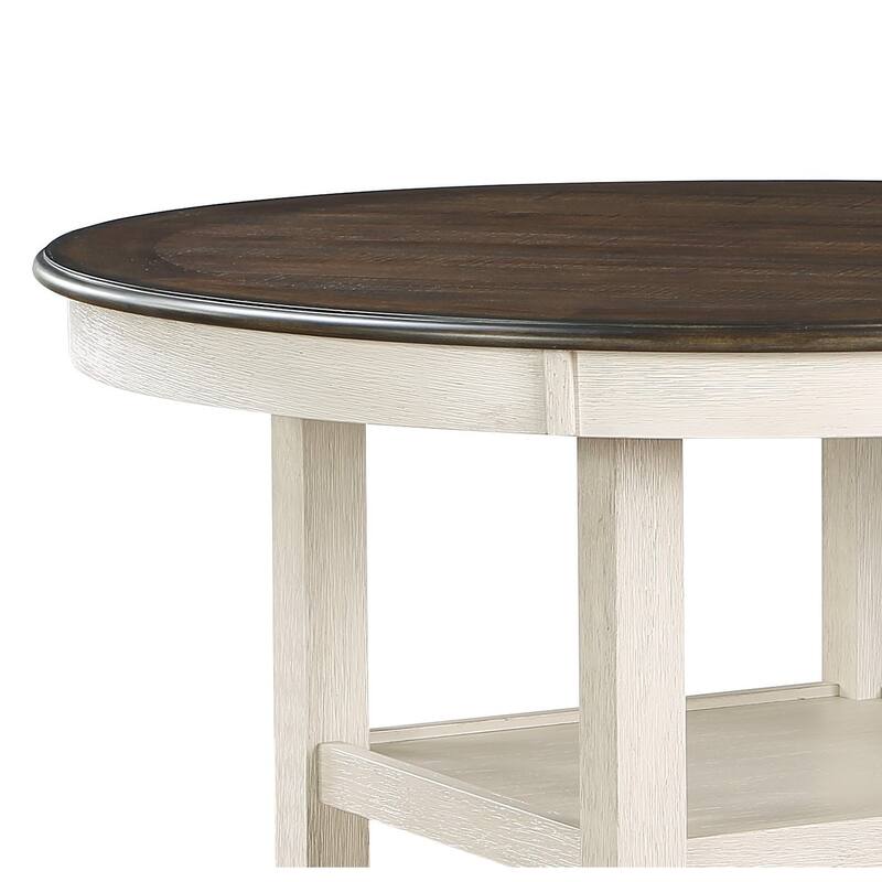 Brown and Antique White Finish 1pc Counter Height Table with 2x Display Shelves Transitional