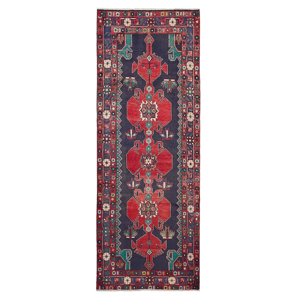 ECARPETGALLERY Hand-knotted Anadol Dark Navy Wool Rug - 3'4 x 9'7
