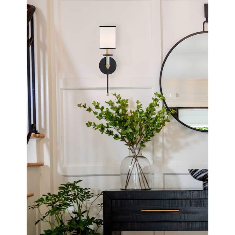 Hatfield 1 Light Black Forged & Vibrant Gold Wall Mount - 5"W x 18.5"H x 6"D