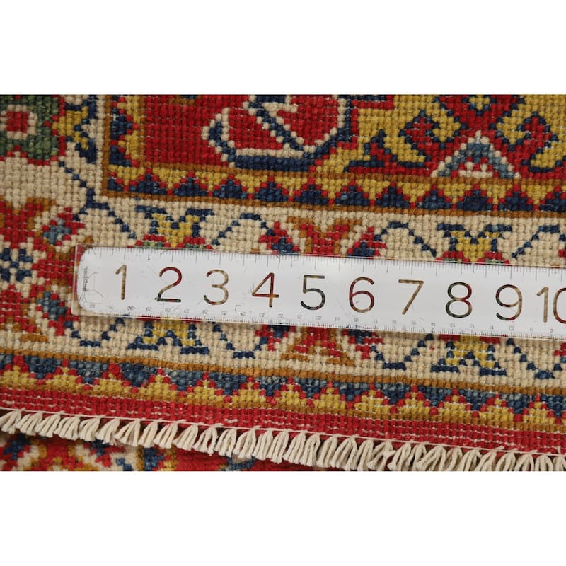 Red Traditional Kazak Oriental Rug Hand-Knotted Wool Carpet - 2'0"x 3'0"