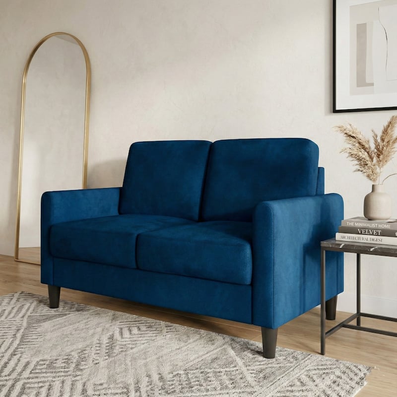 Clayfell Goliad Velvet Arm Loveseat with Pocket Spring, Soft Cushions, Clean Lines Design