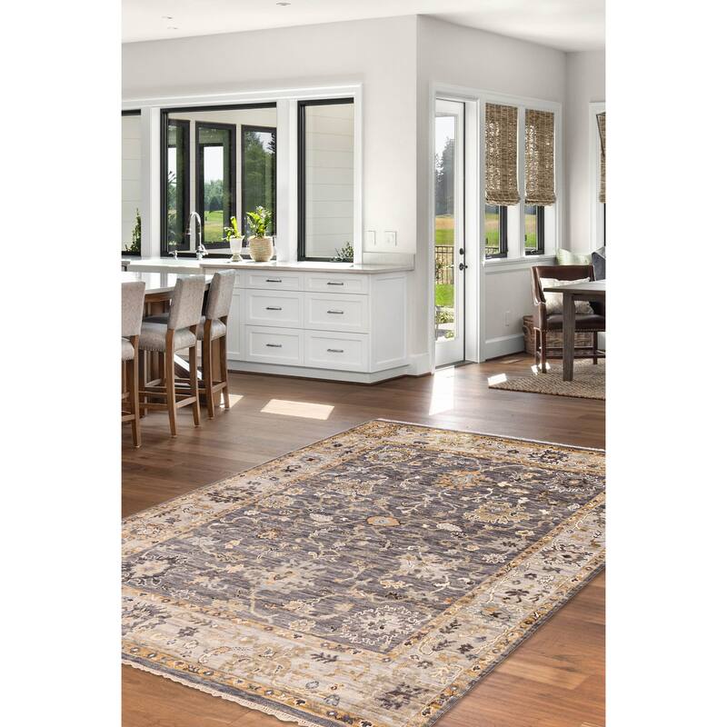 ECARPETGALLERY Hand-knotted Modern Oushak Grey Wool Rug - 8'2 x 9'11