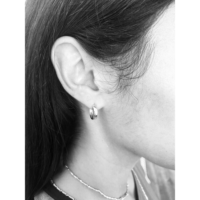 Sterling Silver 4mm Mini Huggie Hoop Earring by Roberto Martinez