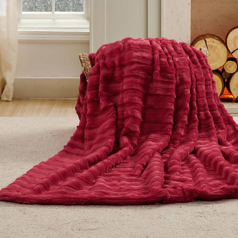 Oversized Derby Double Sided Fauxfur Throw