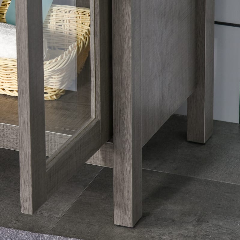 kleankin Tall Bathroom Storage Cabinet with 3 Tier Shelf, Glass Door Cupboard, Freestanding Linen Tower with Adjustable Shelves