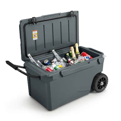 75 Qt Portable Cooler Roto Molded Ice Chest with Wheels Handle