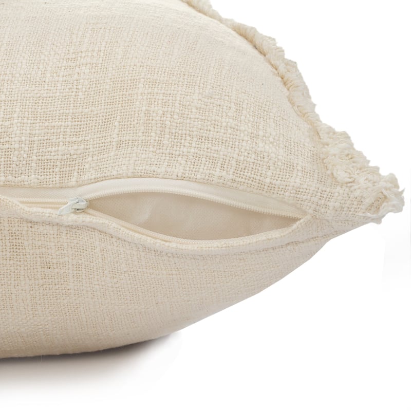 HomeRoots 20" X 20" Ivory 100% Cotton Zippered Pillow