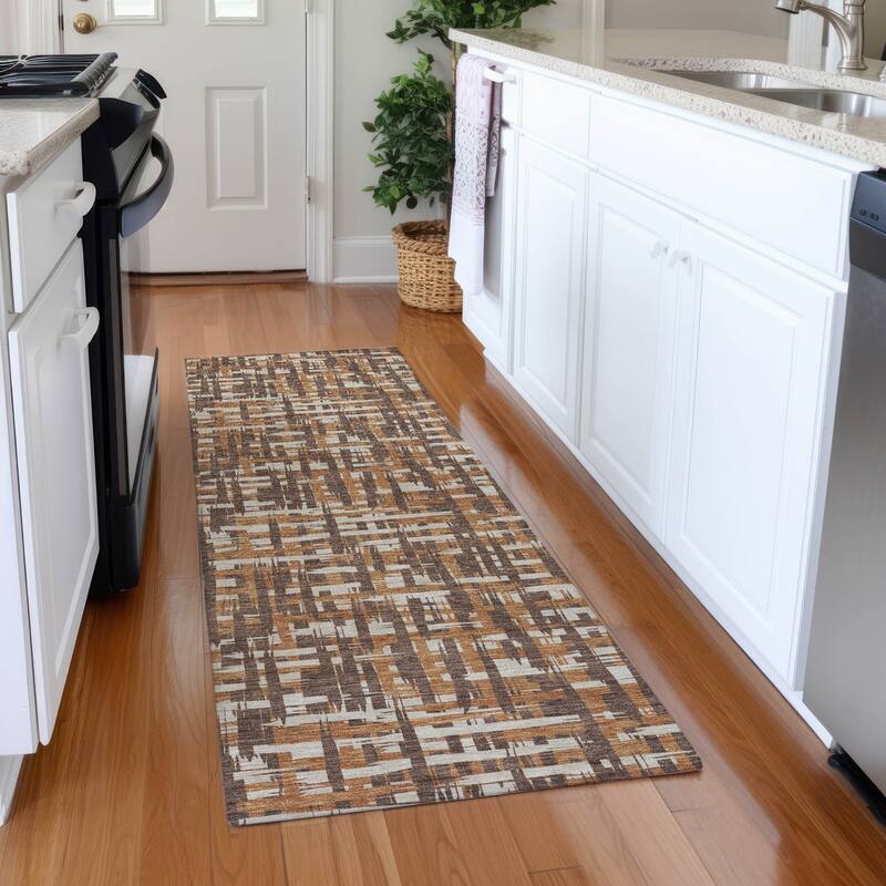 Premium Washable Super Soft Abstract Weave Mayfield Rug - Chocolate - 2'3" x 7'6"