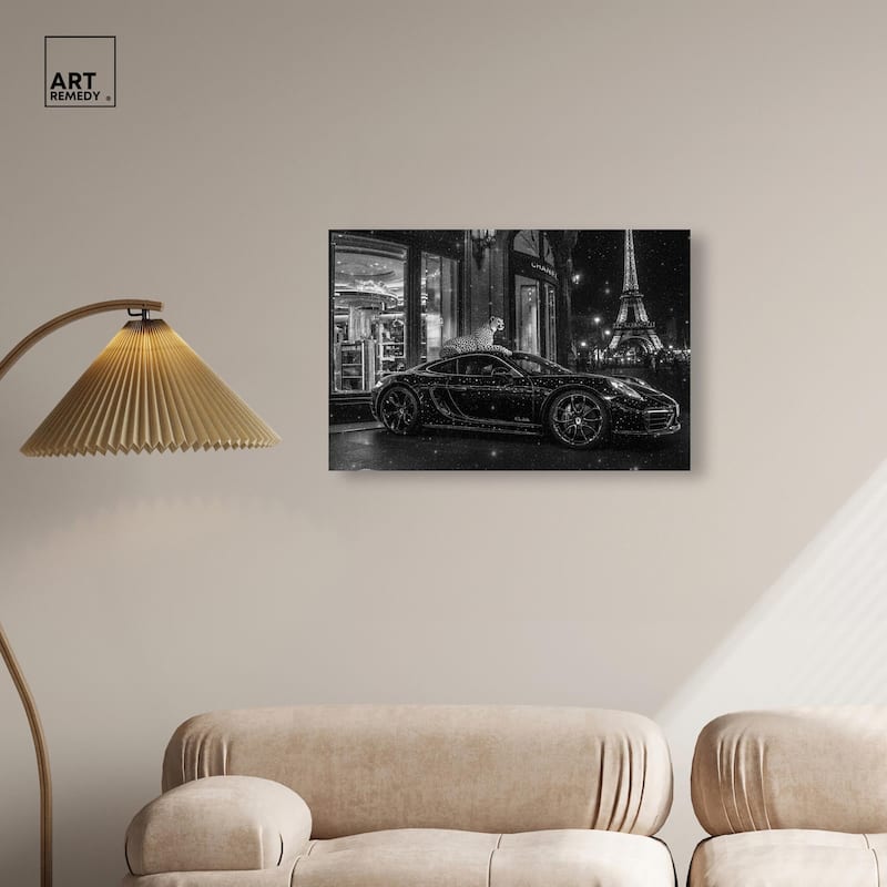 Glistening Cheetah and Car Canvas by Art Remedy, Gallery Wrapped