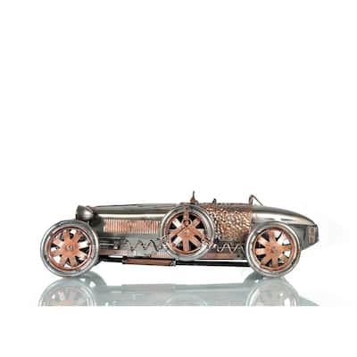 c1924 Bugatti Bronze and Silver Racecar Model Sculpture
