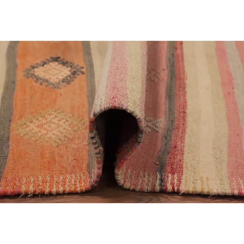 Hand Woven Oriental 100% Wool Carpet Southwestern Tribal Multi-Colored Kilim Area Rug - 9' 0'' X 6' 1''