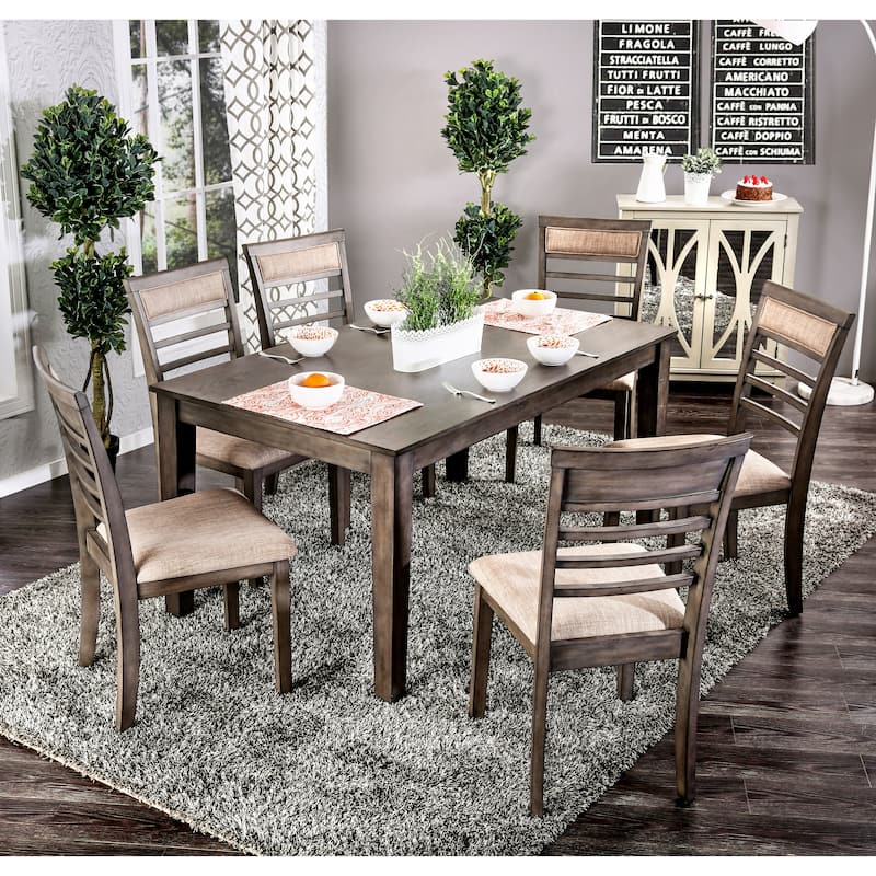 Keso Rustic Solid Wood 7-Piece Dining Table Set by Furniture of America