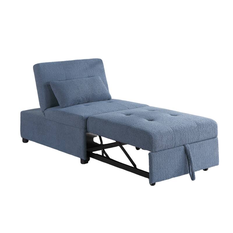Sherpa Fabric Upholstered Sleeper Sofa Chair