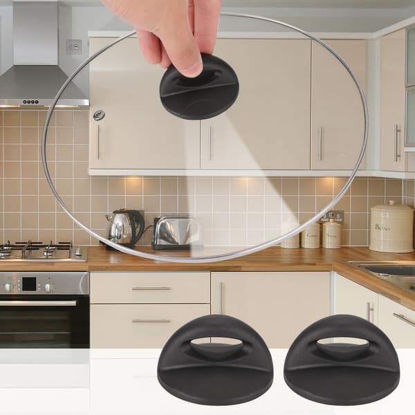 2pcs Universal Plastic Pot Lid Handle Replacement - With Screws, Fits Most Cookware Lids, Black