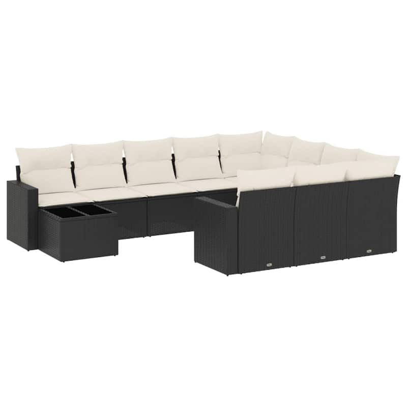 vidaXL Patio Sofa Set with Cushions Outdoor Furniture 11 Piece Poly Rattan