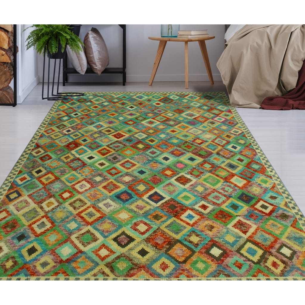 Balochi Nurai Ivory/Turquoise Rug - 4'11" x 6'6"