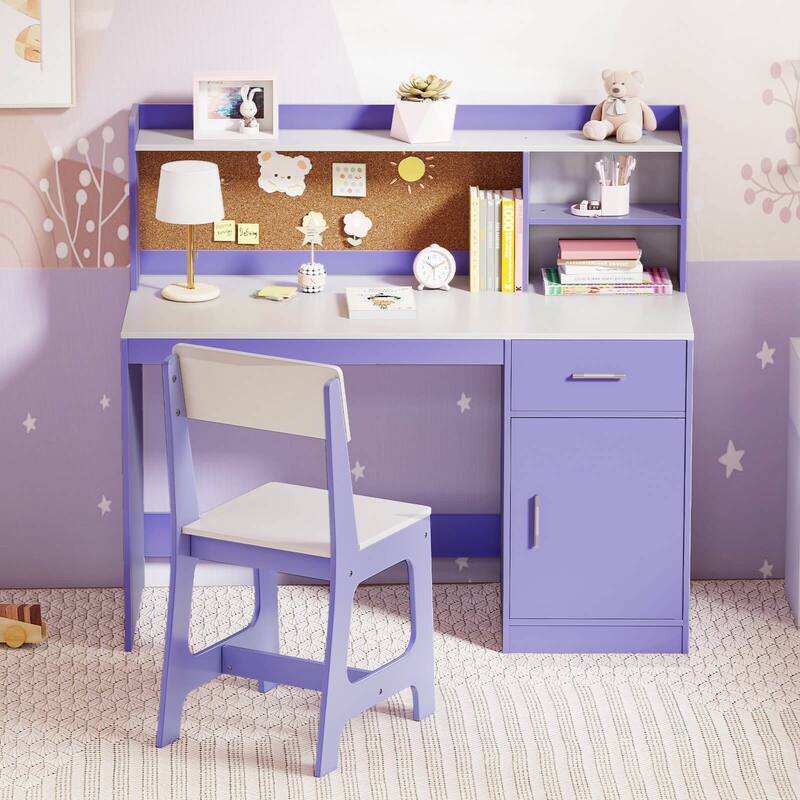 Costway Kids Study Desk and Chair Set Wooden Children Writing Table - See Details