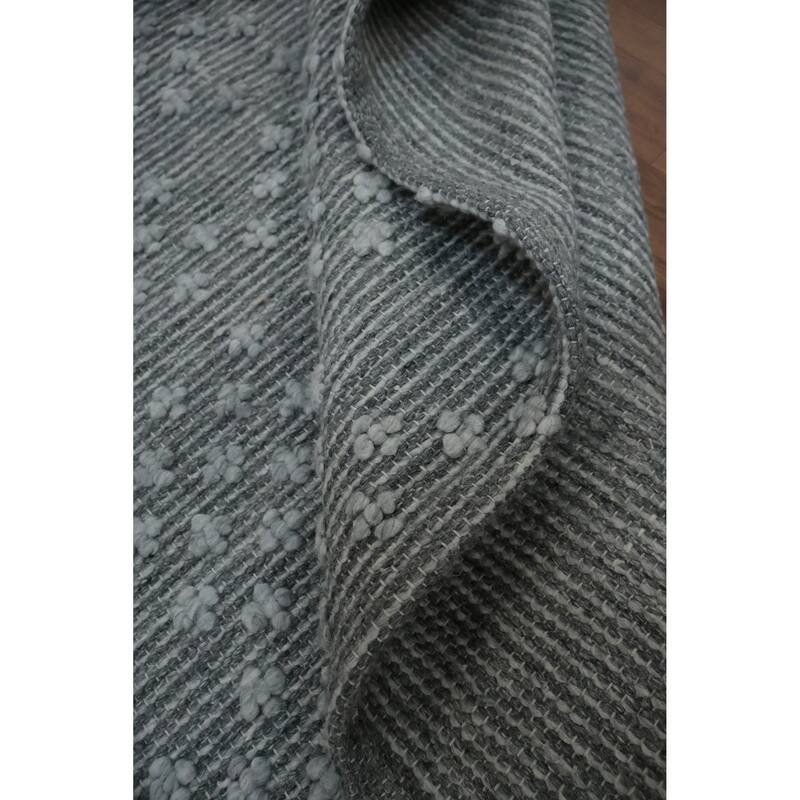 Hand Knotted Oriental 100% Wool Carpet Modern Geometric Greys & Charcoal Modern Gotti Design Area Rug - 9' 10'' X 6' 9''