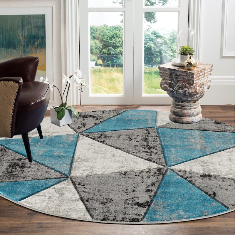Orelsi Collection Grey/Turquoise Area Rug