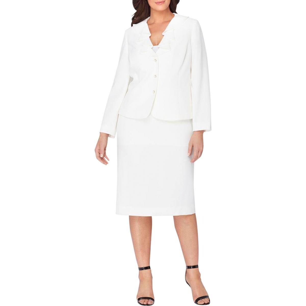 White skirt suit plus size clearance