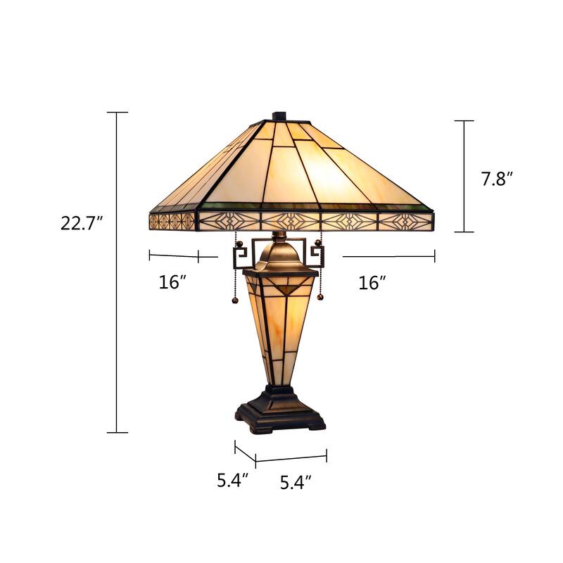 Tiffany Style Victorian Design 3 light Mission Style Table Lamp