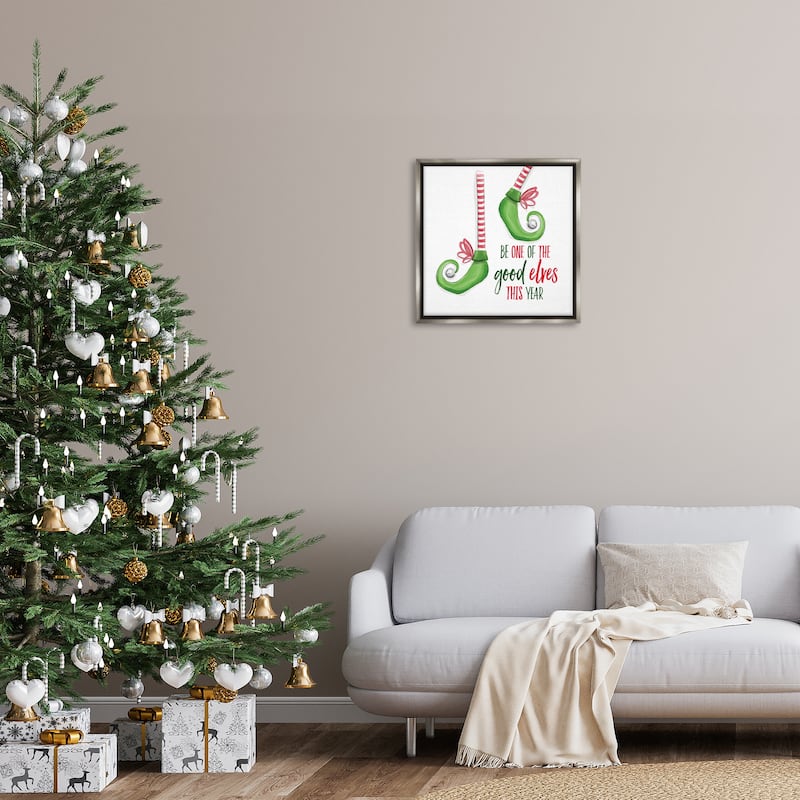 Stupell Festive Be A Good Elf Framed Floater Canvas Wall Art Design By Dogwood Portfolio