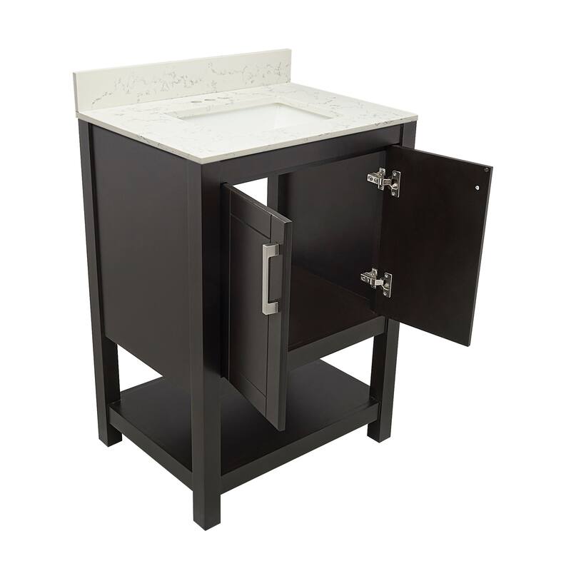 Taos 25" Bathroom Vanity with Cultured Marble Vanity Top Sink in White with White Basin