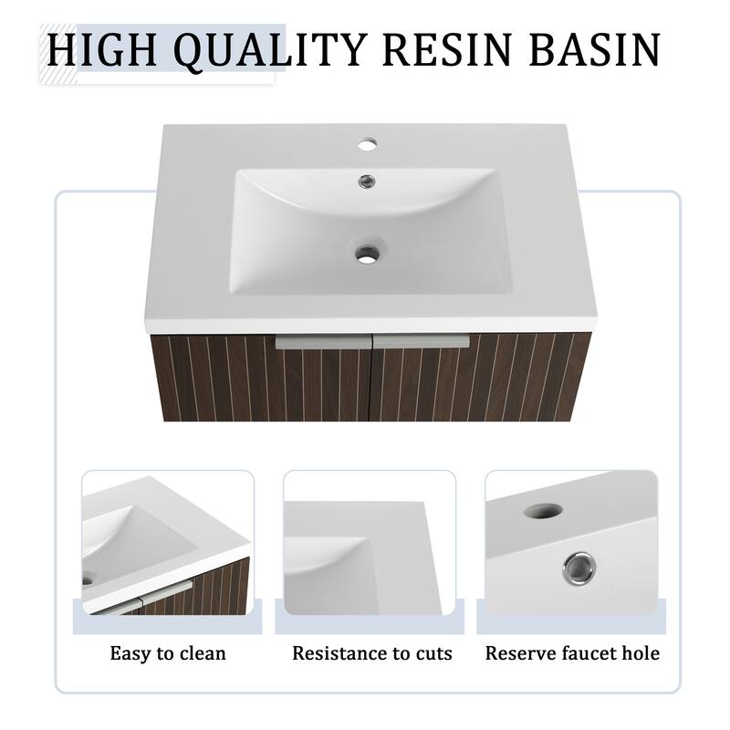 ARTCHIRLY 24/36/48/60/72/84 Inch Bathroom Vanity with Sink, Floating Bathroom Vanity with Soft Close Door and Shelf