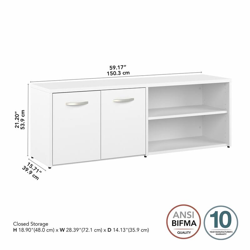 Hybrid Low Storage Cabinet with Doors by Bush Business Furniture