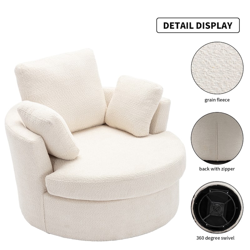 Oversize Swivel Chair Cozy Club 360 Degrees Swivel Sofa with 3 Pillows