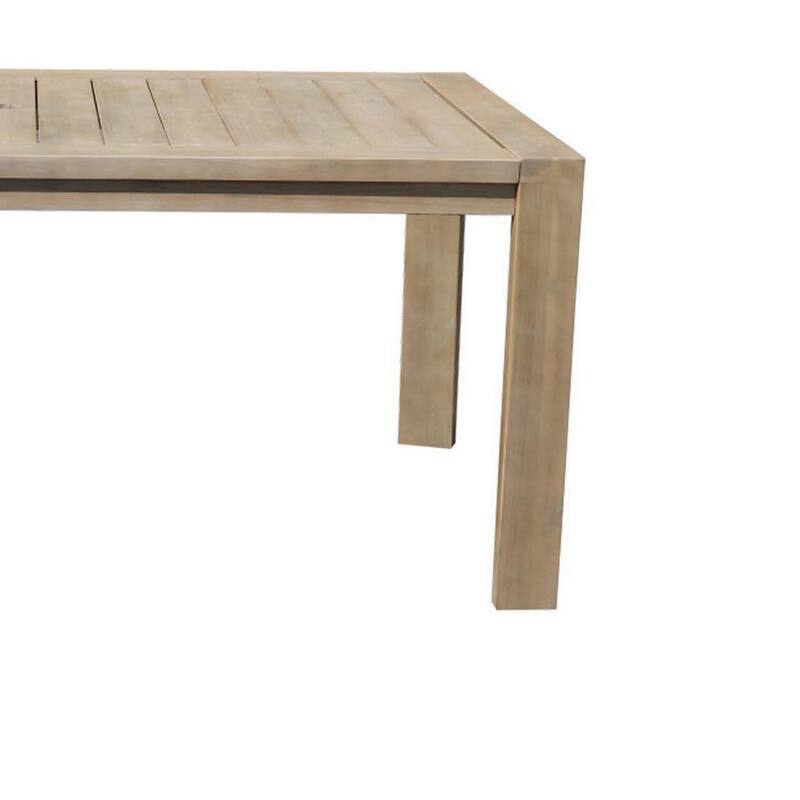 Neji 70 Inch Dining Table, Natural Brown Eucalyptus Wood Frame, Plank Top