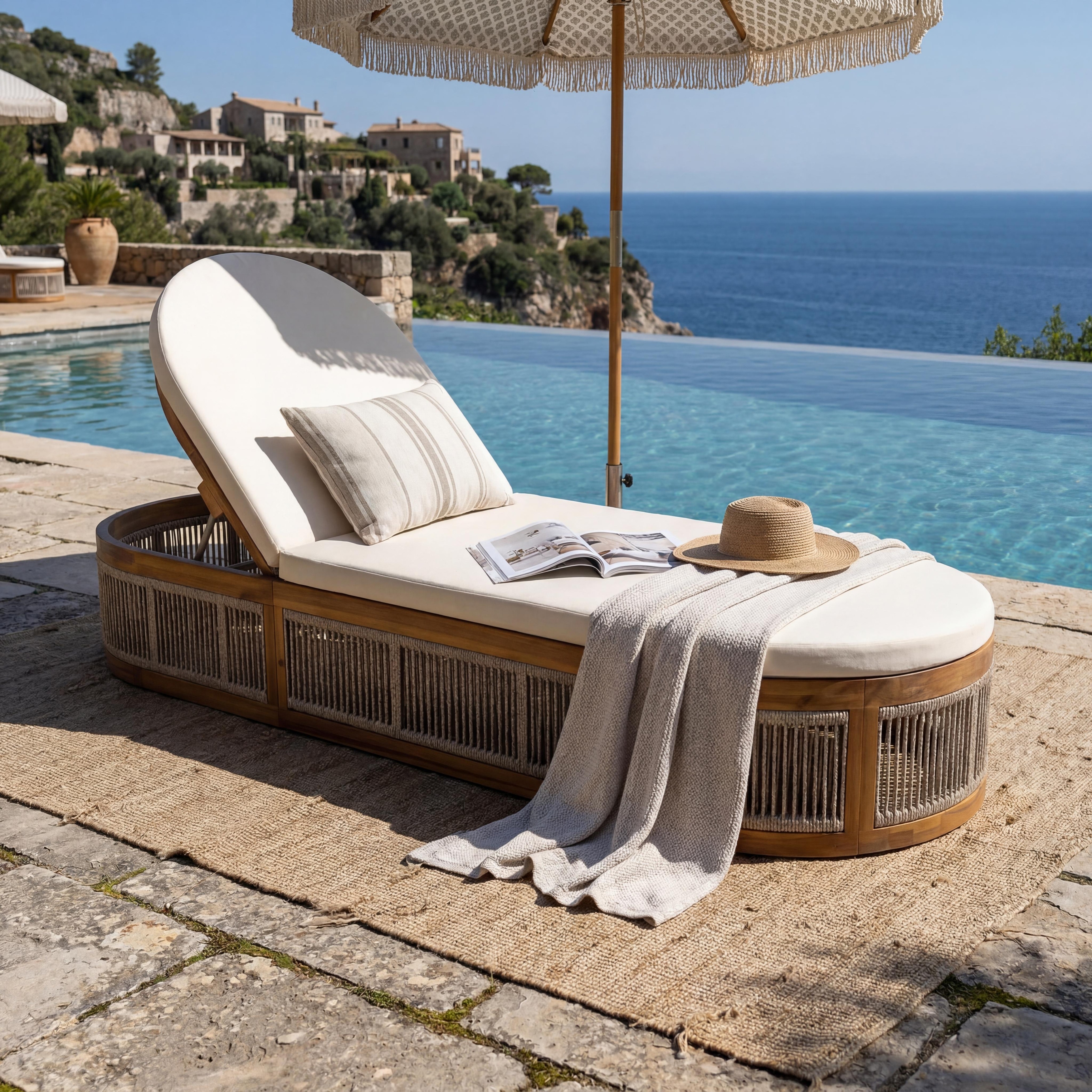 Christopher Knight Home - Chaise Lounge Set with 3-Position Adjustable Backrest, Handwoven Rope Panels