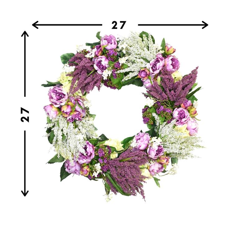 27" Peony, Heather and Hydrangea Wreath