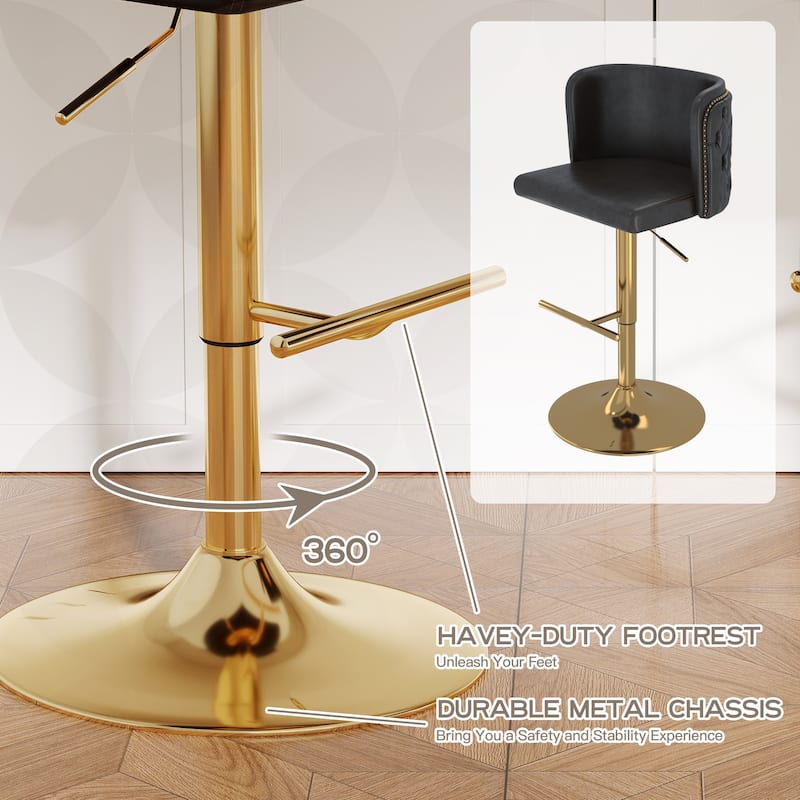 Swivel Bar Stools Set of 2, Modern PU Bar Stools with Backs - Counter Height