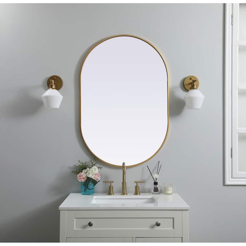 Indigo Home Metal Frame Oval Mirror 27x40 Inch