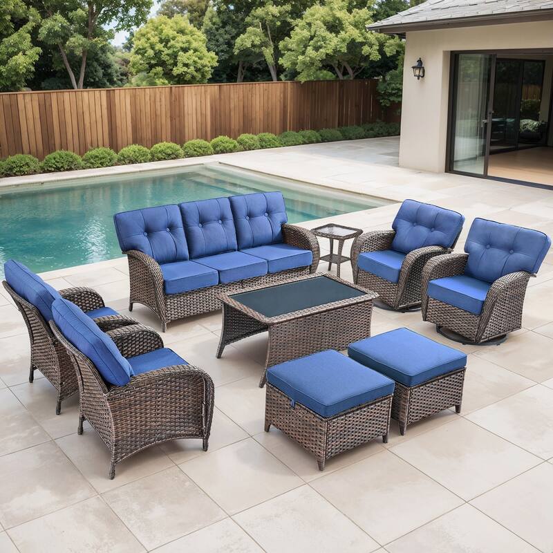 Gymojoy Wicker Patio Furniture Set, 5" Thick Cushioned Outdoor Rattan Conversation Set